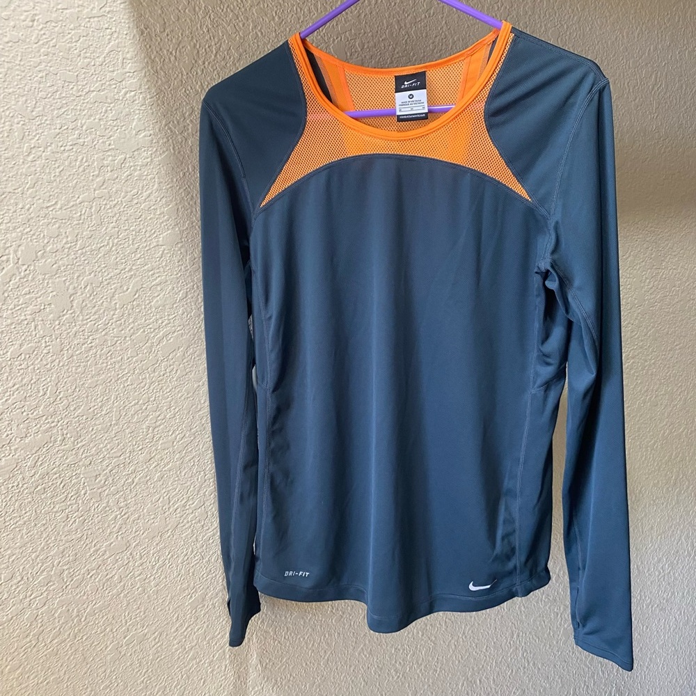Nike Dri-FIT Long Sleeve Top - Gray and Orange